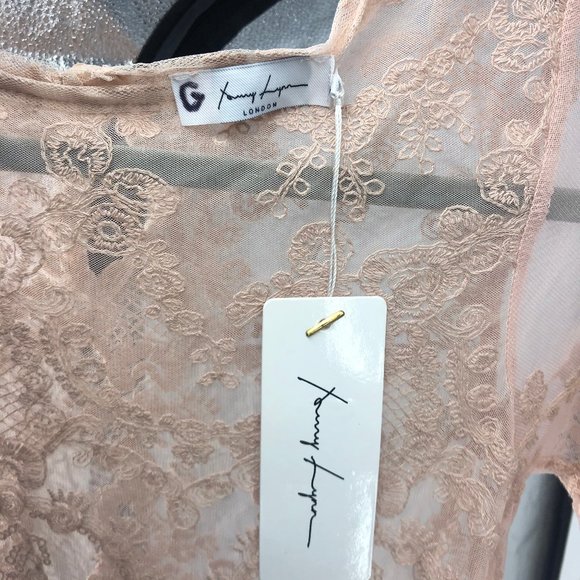 Sheer Lace Pink Amy Lynn Dress Overlay Small - Picture 5 of 10